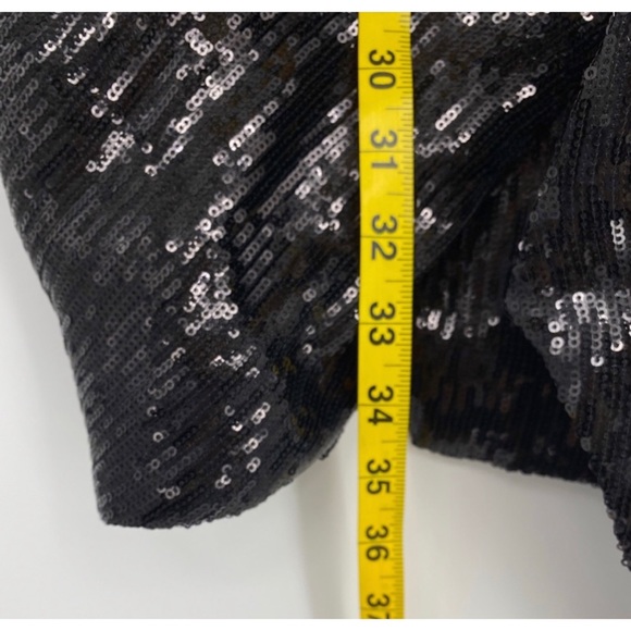 Retrofete Black Mary Sequins Spaghetti Strap Faux Wrap Dress - Picture 8 of 11